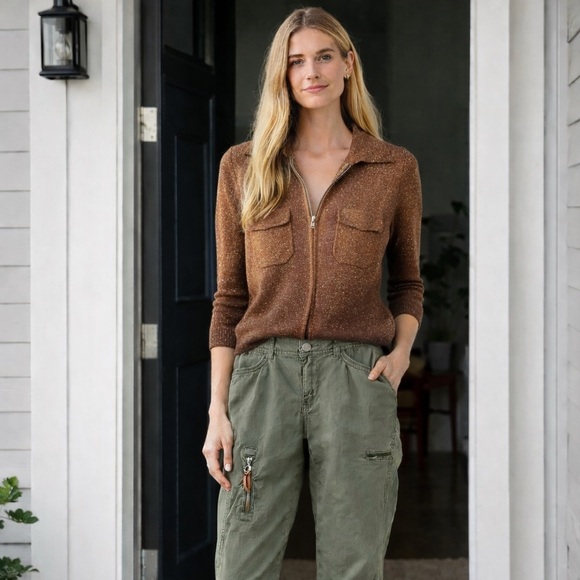 Source Unknown Sweaters - Lurex 3/4 Zip Ombré Top